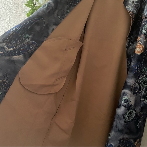 Anthropologie Solitaire Faux Suede Floral Paisley Trench Coat - Picture 7 of 11